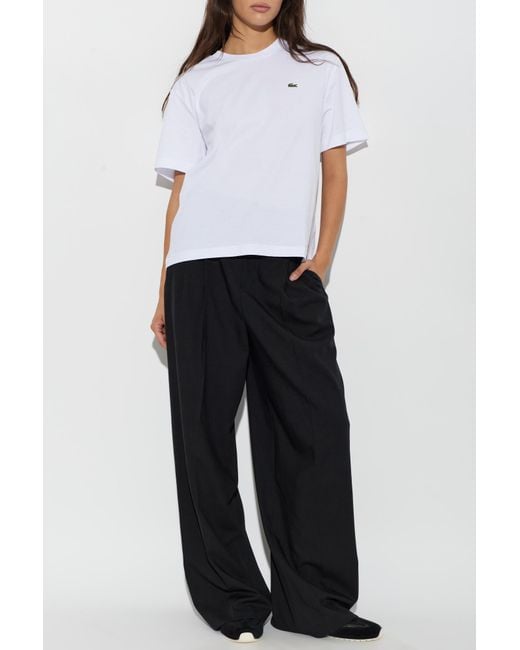 Lacoste White T-Shirt With Logo Patch