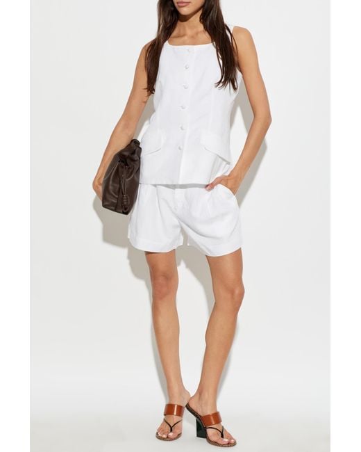 Rag & Bone White Pleated Shorts