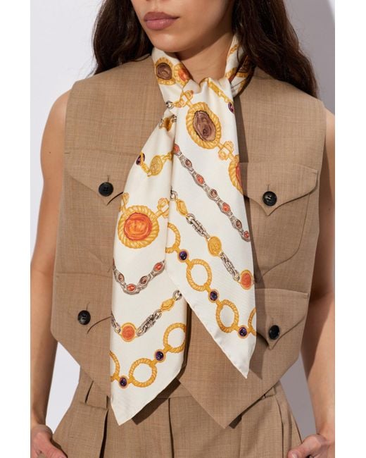 Versace Natural Silk Scarf With "The Lover" Print