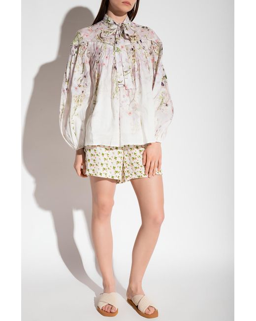 Zimmermann Floral Top in White Lyst