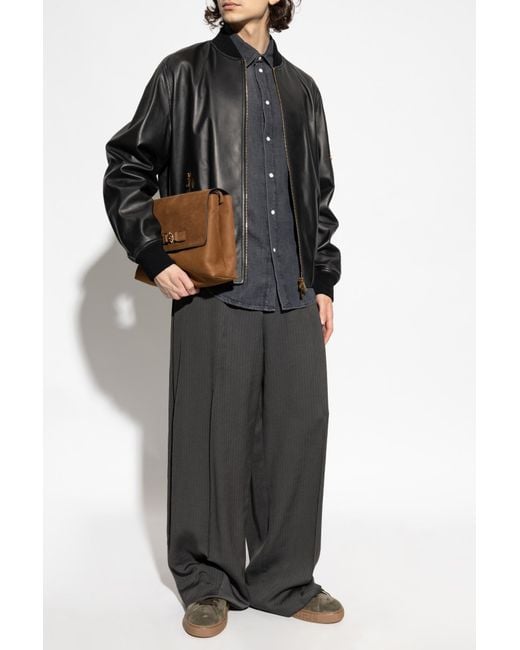 Versace Gray Denim Shirt With Patch for men