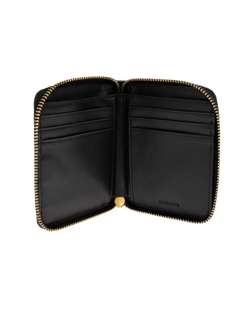 AllSaints Black Leather Wallet 'Lena'