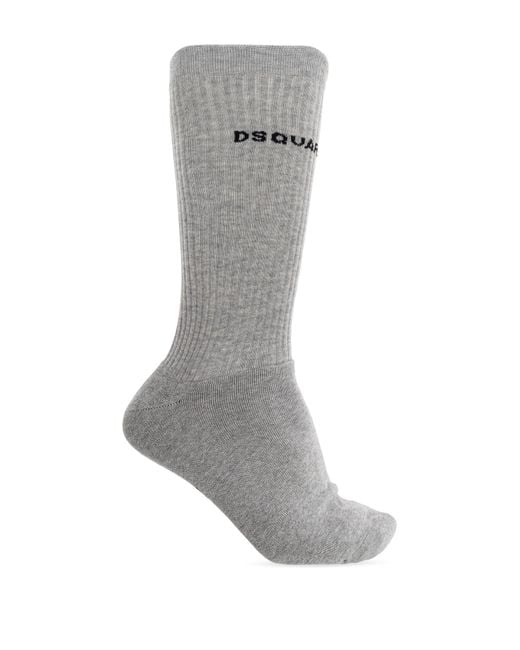 DSquared² Gray Socks With Logo for men