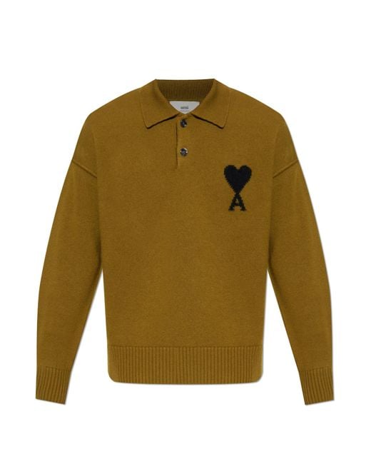 AMI Green Wool Polo