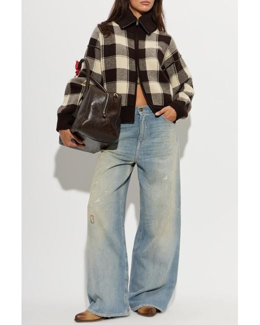 Golden Goose Deluxe Brand Brown Wool Cardigan With Turtleneck