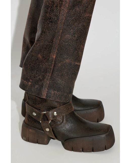 DIESEL Brown Platform Ankle Boots 'D-Tex Tu' for men