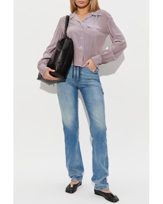 Maison Margiela Purple Silk Shirt With Pocket