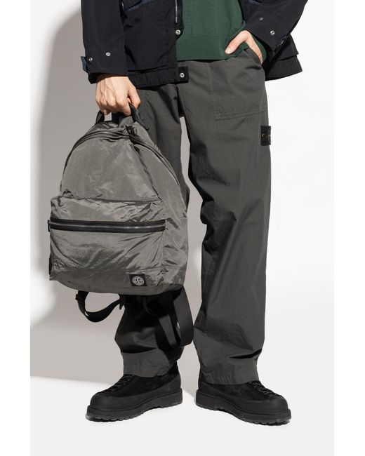 Stone Island Gray Backpack With Logo for men