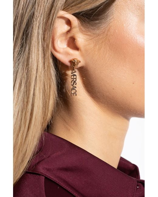 Versace White Logo Earrings