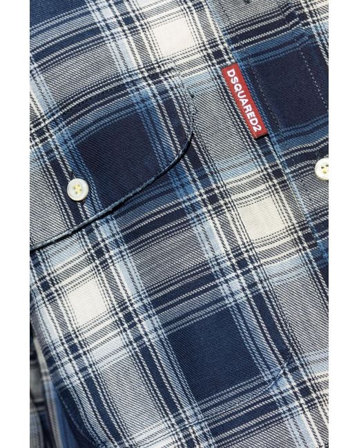 DSquared² Blue Checked Pattern Shirt for men