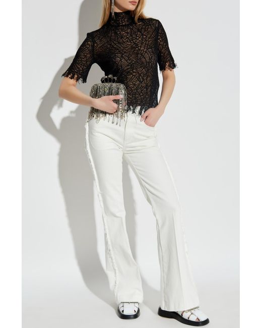 McQueen White Jeans With Raw Finish