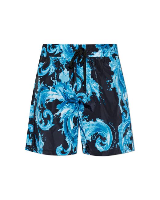 Versace Jeans Couture Blue Shorts With 'Barocco' Print for men