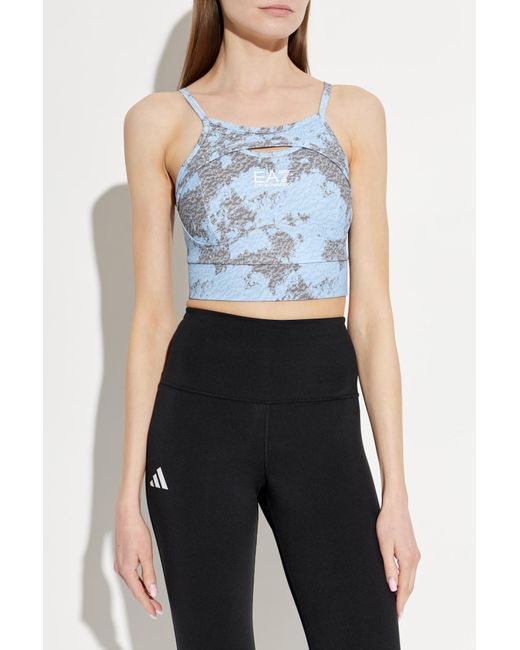 EA7 Blue Short Training Top With Straps