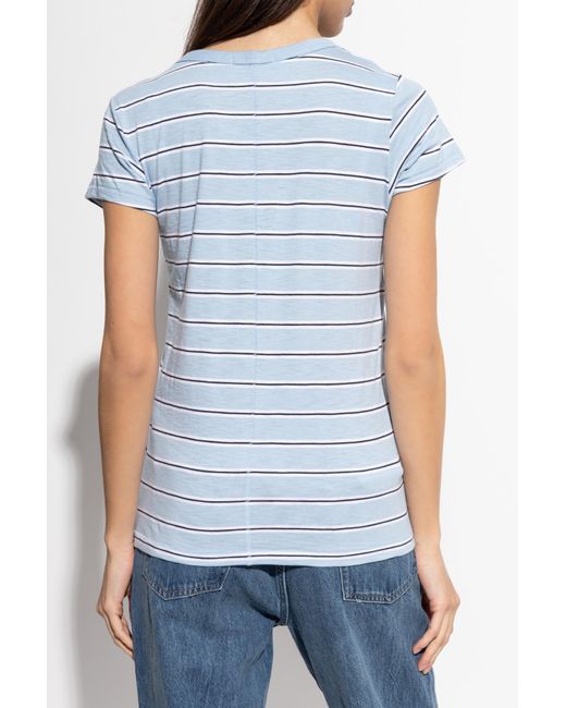 Rag & Bone Blue Striped Pattern T-Shirt