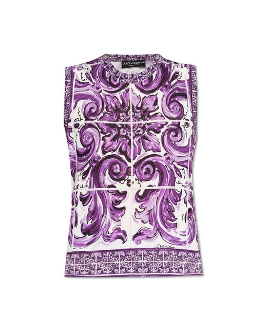 Dolce & Gabbana Purple Top With "Majolica" Print