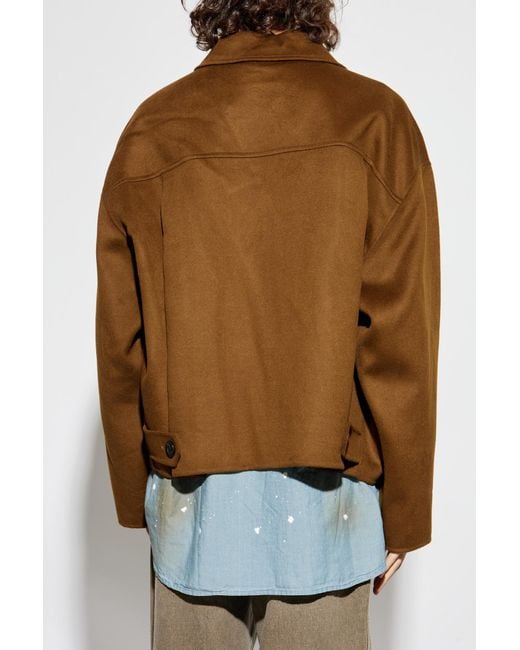 Acne Brown Wool Jacket With Collar for men