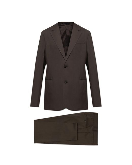 Emporio Armani Black Wool Suit for men