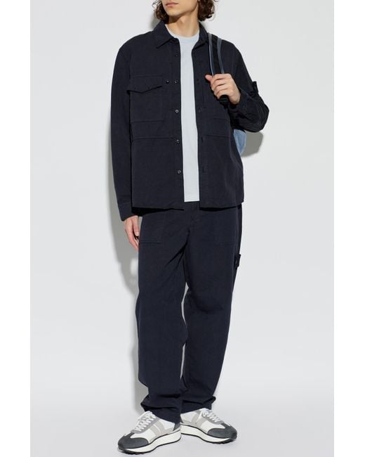 Stone Island Blue Shirt With Pockets for men