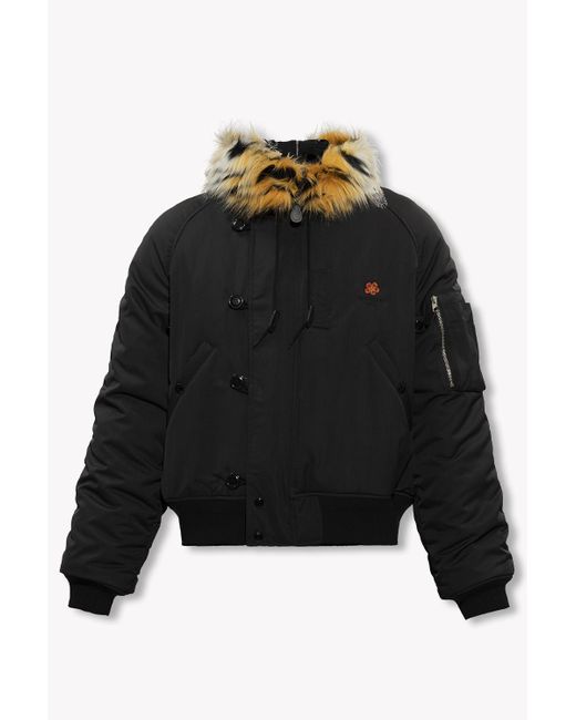 KENZO Jacket With Faux Fur in Black for Men | Lyst UK