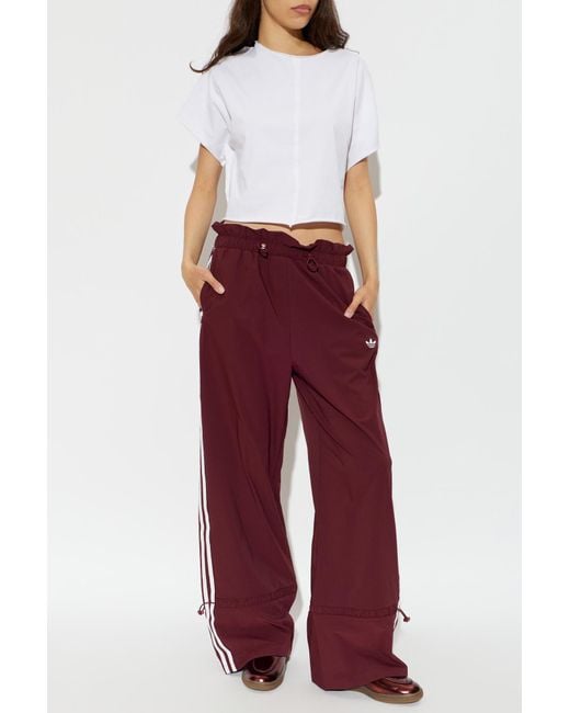 Adidas Originals Red Wide-Leg Sweatpants