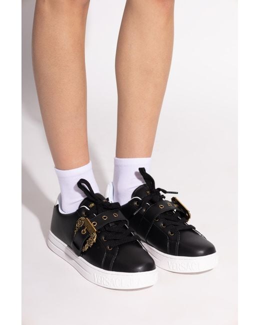 Versace Jeans Couture Black Sports Shoes With Decorative Buckle