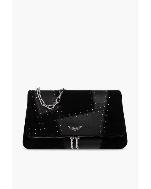 Zadig & Voltaire Leather 'rocky Patchwork' Shoulder Bag in Black Lyst