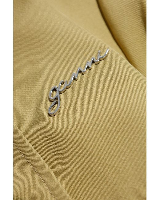 Ganni Natural Short Double-Breasted Trench Coat