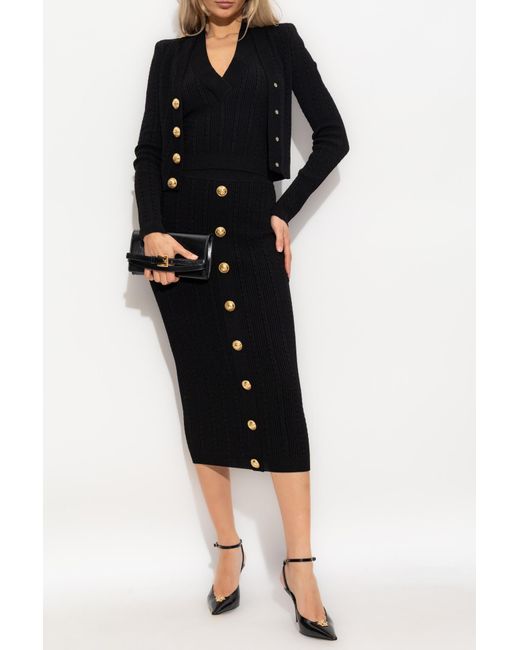Balmain Black Cardigan With Buttons