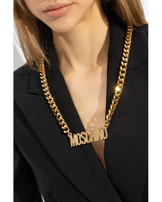 Moschino Metallic Necklace With Logo,