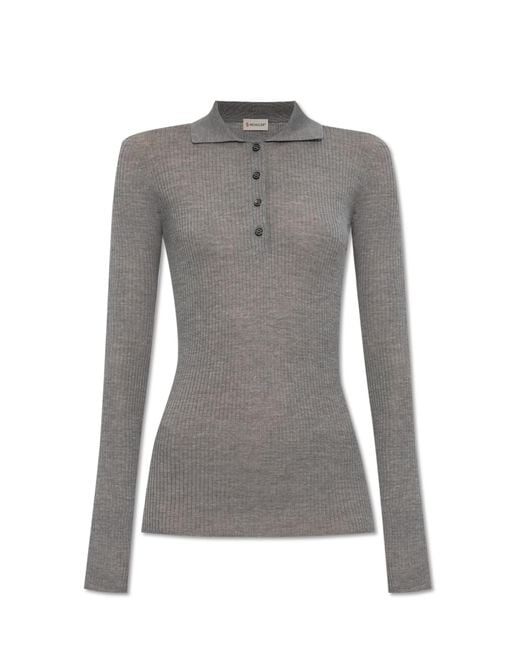 Moncler Black Wool Polo