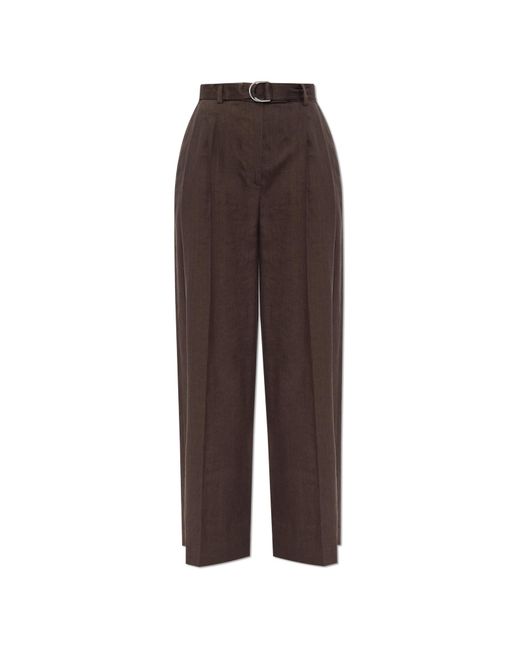 Helmut Lang Brown Wide-Leg Crease Trousers