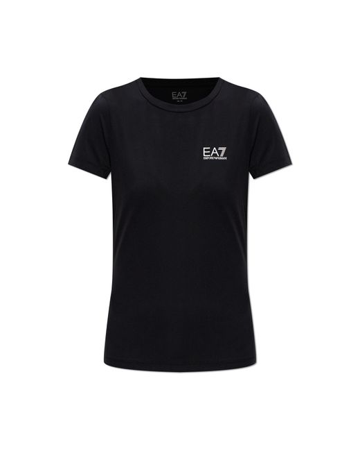 EA7 Black T-Shirt With Printed Logo