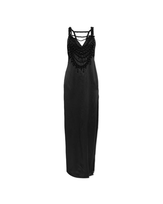Balmain Black Silk Dress With Shimmering Beads