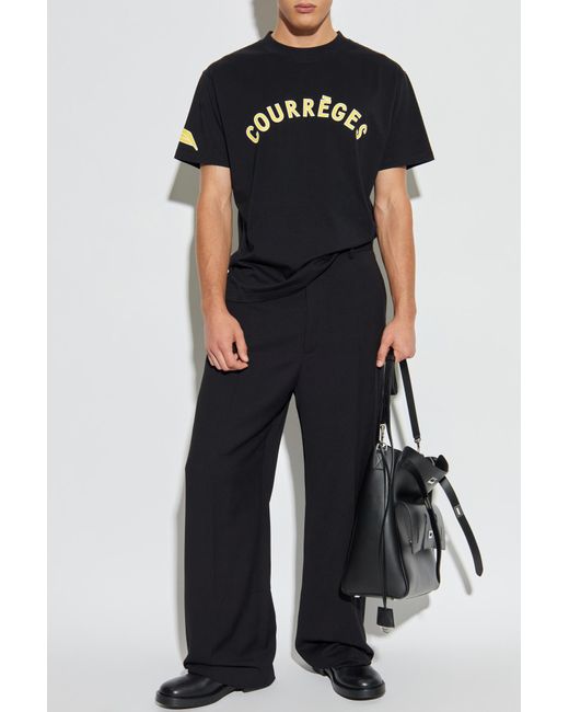 Courreges Black T-Shirt With Logo for men