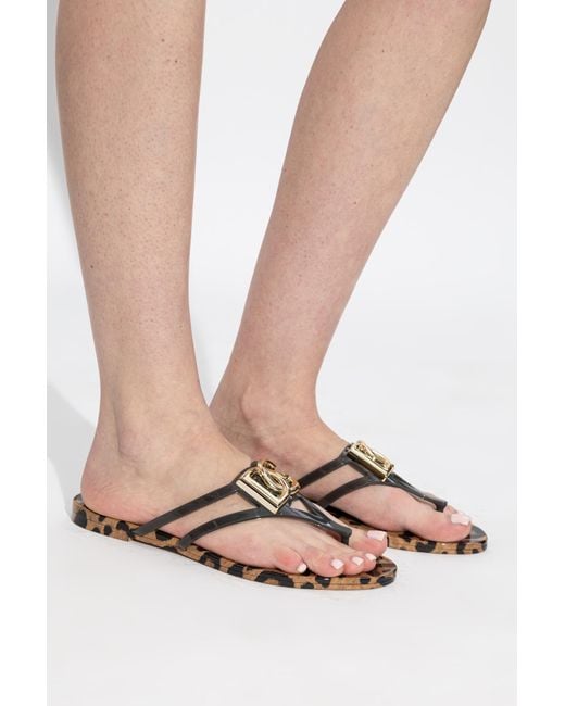 Dolce & Gabbana White Rubber Flip-Flops With Logo