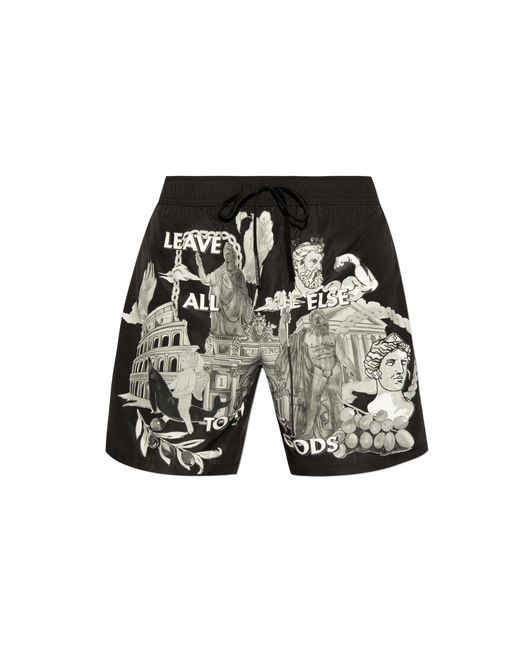 Iceberg Black Swim Shorts With Print for men