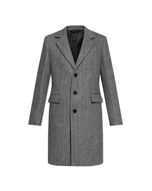 Burberry Black Herringbone Pattern Coat for men