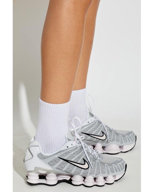 Nike White 'Shox Tl' Sports Shoes