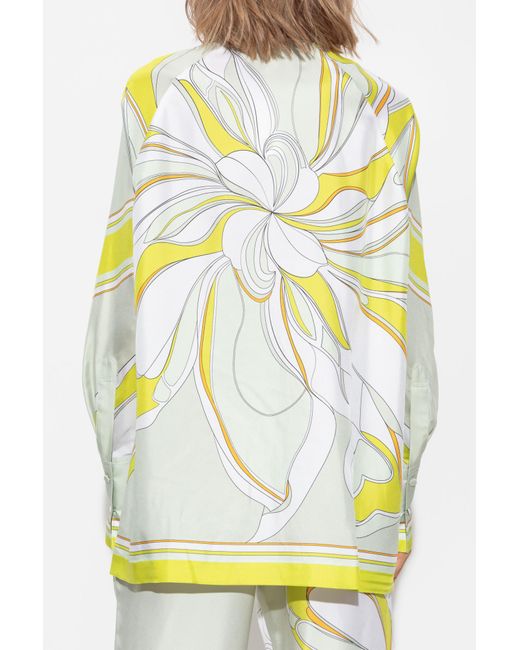 Tory Burch Yellow Silk Shirt With Print