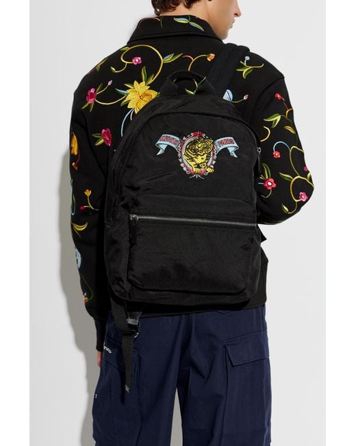 KENZO Black Backpack With A Sewn-On Logo for men