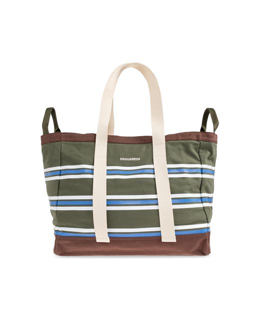 DSquared² Green Striped Pattern 'Shopper' Bag