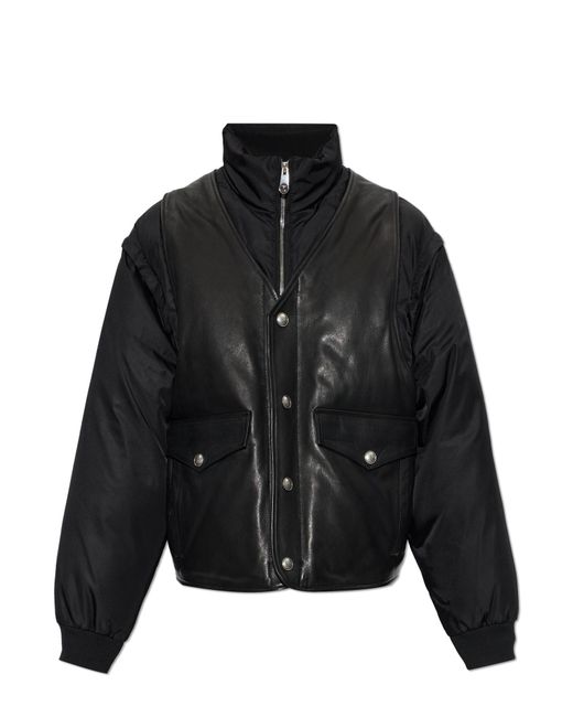 Versace Black Down Jacket With Mixed Materials for men