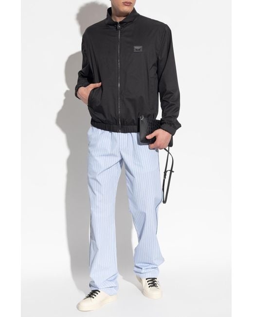 Dolce & Gabbana Blue Striped Pattern Trousers for men