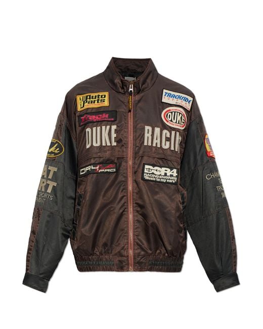 Duke & Dexter Black Patch-Embellished Bomber Jacket for men