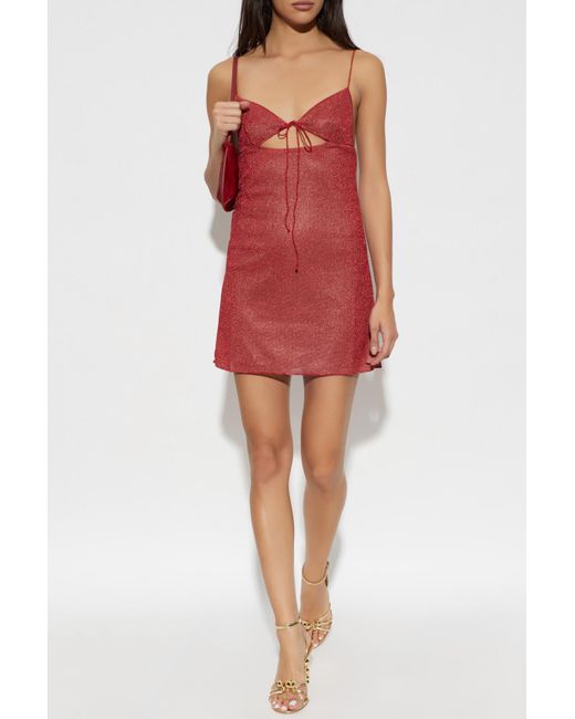 Oseree Red Dress With Lurex Thread