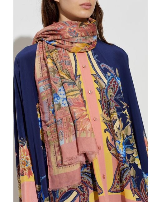 Etro Pink Scarf With Print