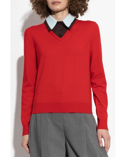 Tory Burch Red Wool Sweater