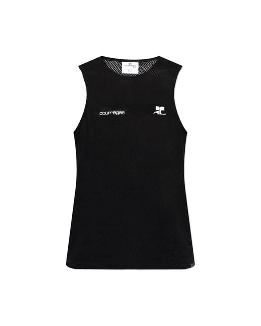 Courreges Black Sleeveless Perforated Top for men
