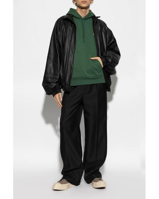Lacoste Green Cotton Kangaroo Pocket Hoodie for men