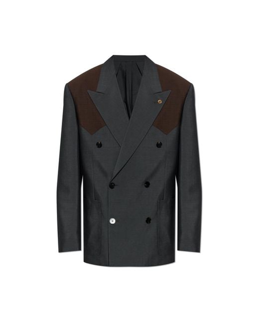 Versace Black Double-Breasted Blazer With A Single Vent for men
